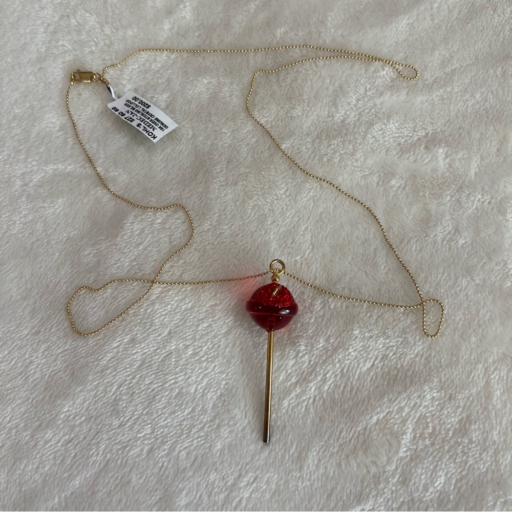 Simone I Smith A Sweet Touch Of Hope Red Lollipop Necklace Gold Cancer Aware
